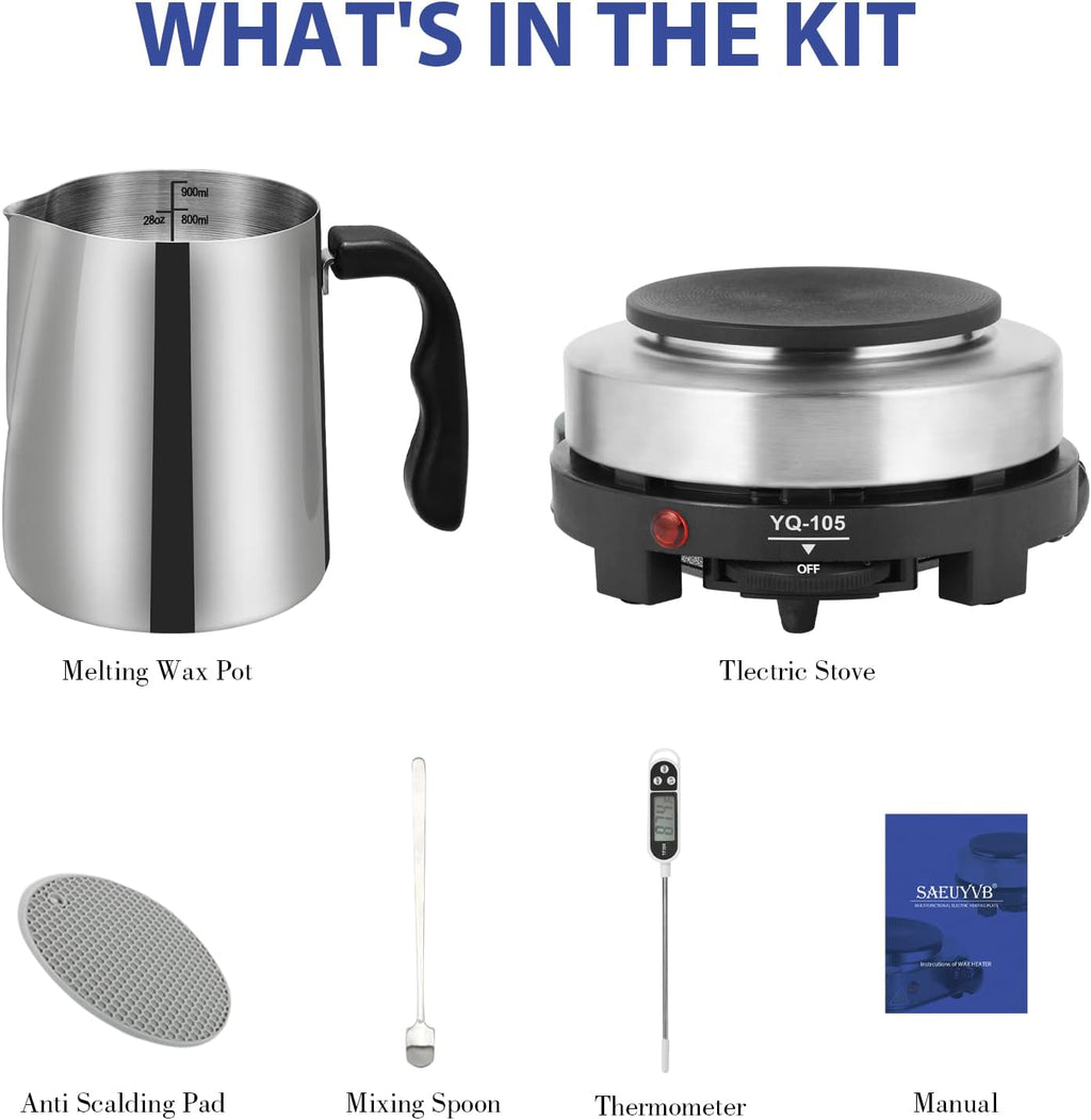 Candle Making Kit/Supplies with Electric Hot Plate(Black) | Wax Melter for Candle Making,Candle Making Supplies for