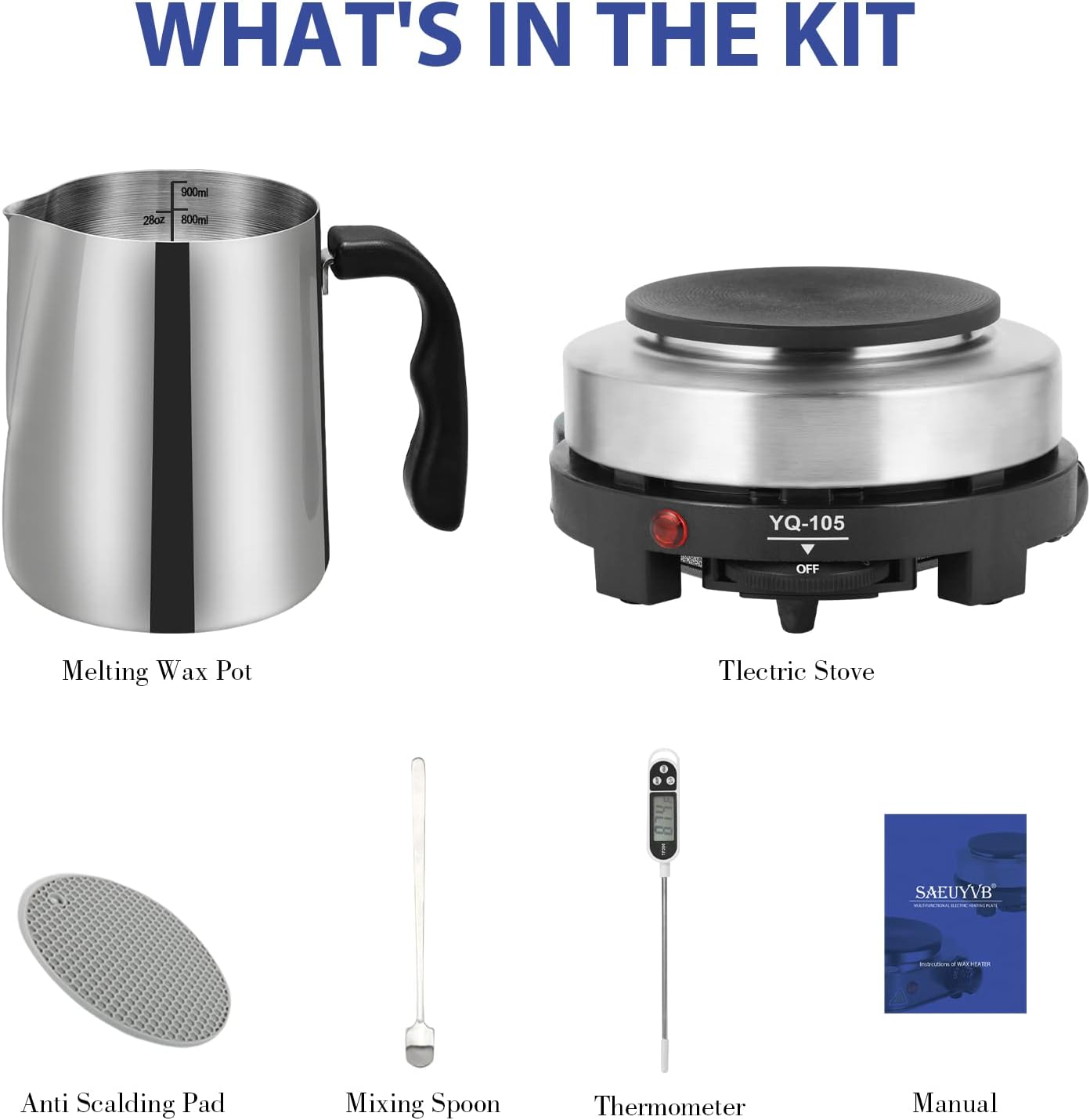 Candle Making Kit/Supplies with Electric Hot Plate(Black) | Wax Melter for Candle Making,Candle Making Supplies for
