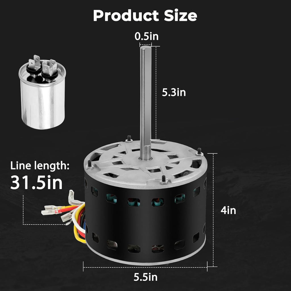 Blower Motor Furnace with Capacitor 5KCP39GG-Z183S 1/3 HP 115V Compatible with Carrier, fit for Bryant Payne HC41AE117 AC Conditioner Motor (HVAC 60Hz 1075RPM 4 Speed)