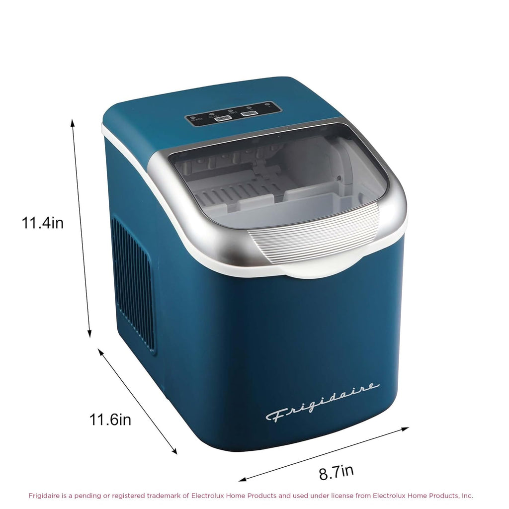 Retro Compact Ice Maker Machine, Bullet Ice, 26 lb per Day (Blue)