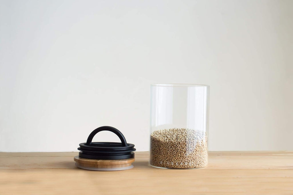 Planetary Design Borosilicate Glass Coffee Canister, Food Storage | Glass Storage With US Patented Airless Inner Lid