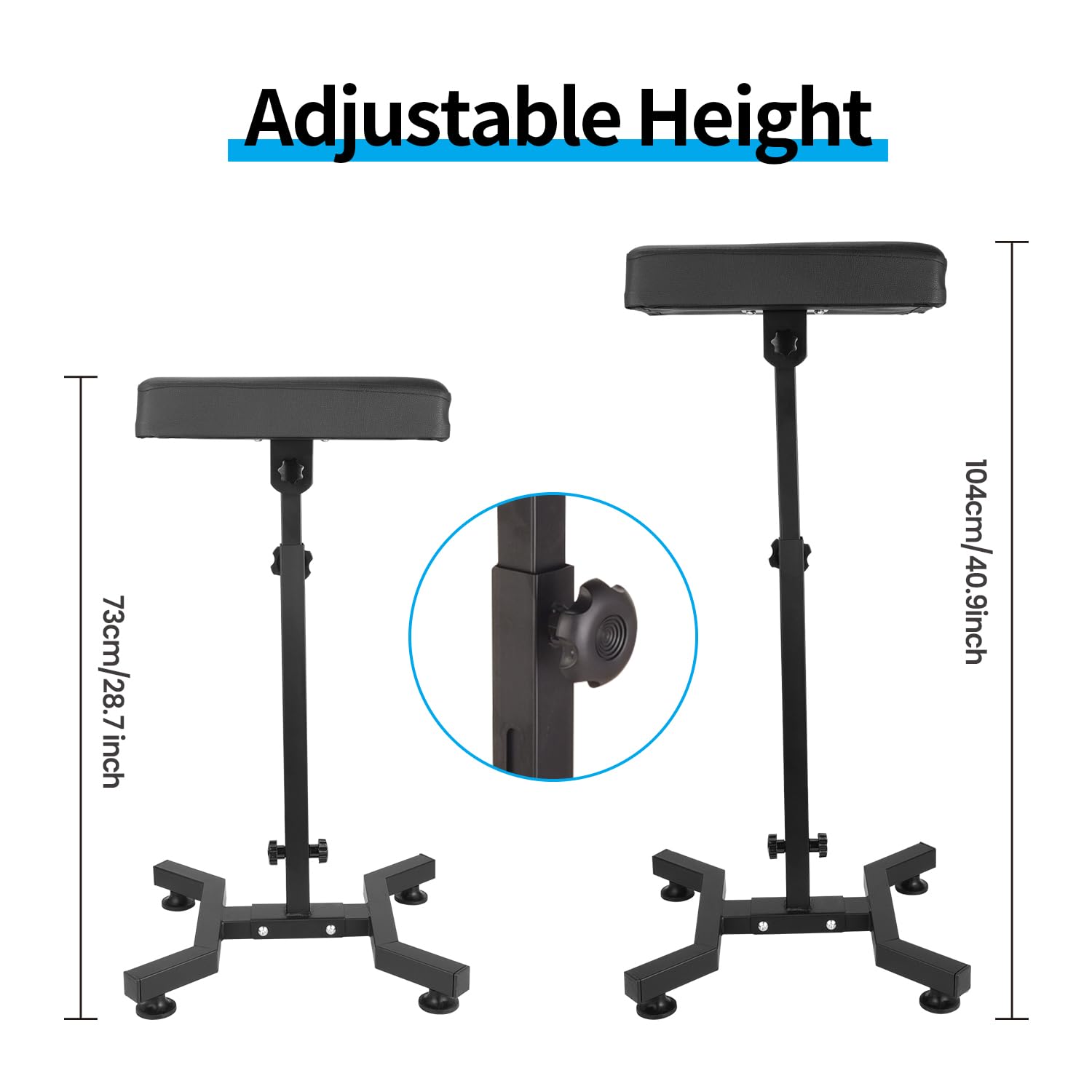 Tattoo Armrest Stand, Tattoo Arm Rest Stand Adjustable, Tiltable Thickened Black Leather Cushion, Stable Four Corner