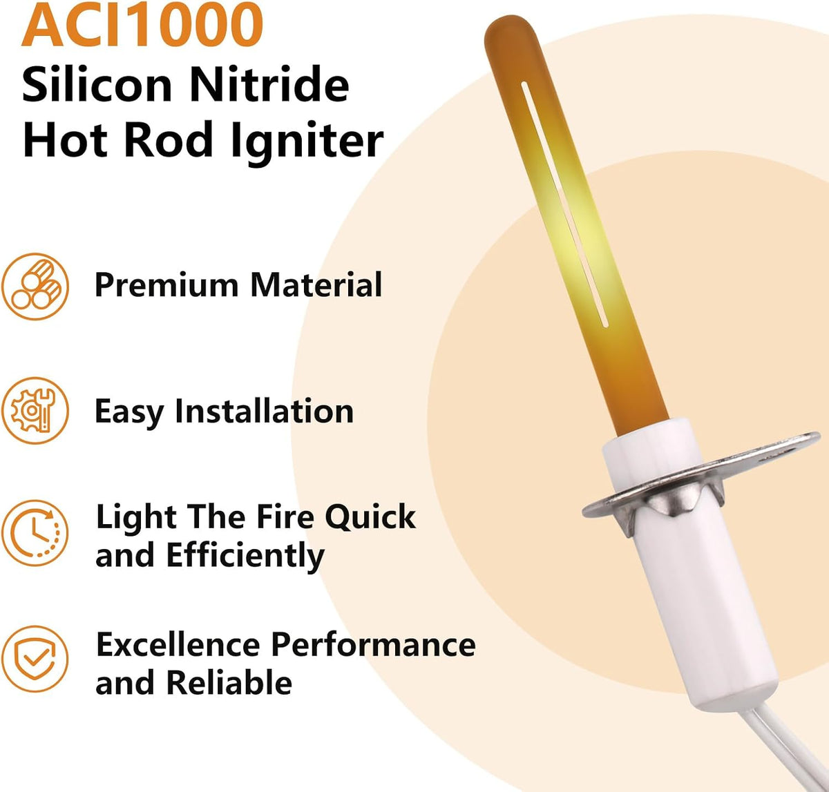 H150 Universal Ignitor, Silicon Nitride Hot Rod Igniter for Gas Furnace