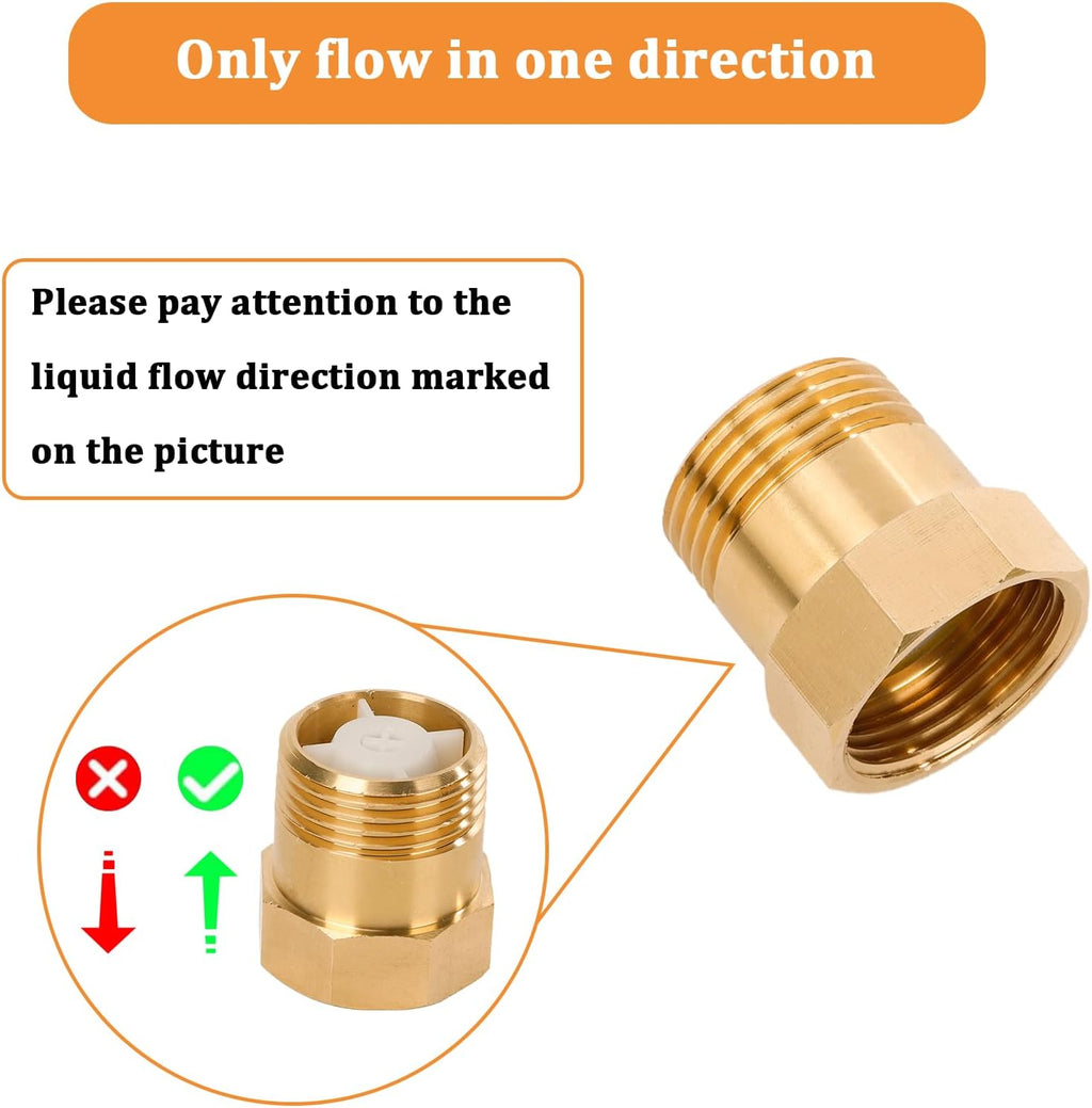 2Pcs One Way Brass Check Valve Non Return 1" Female to 1" Male Thread Backflow Preventer Check Valve