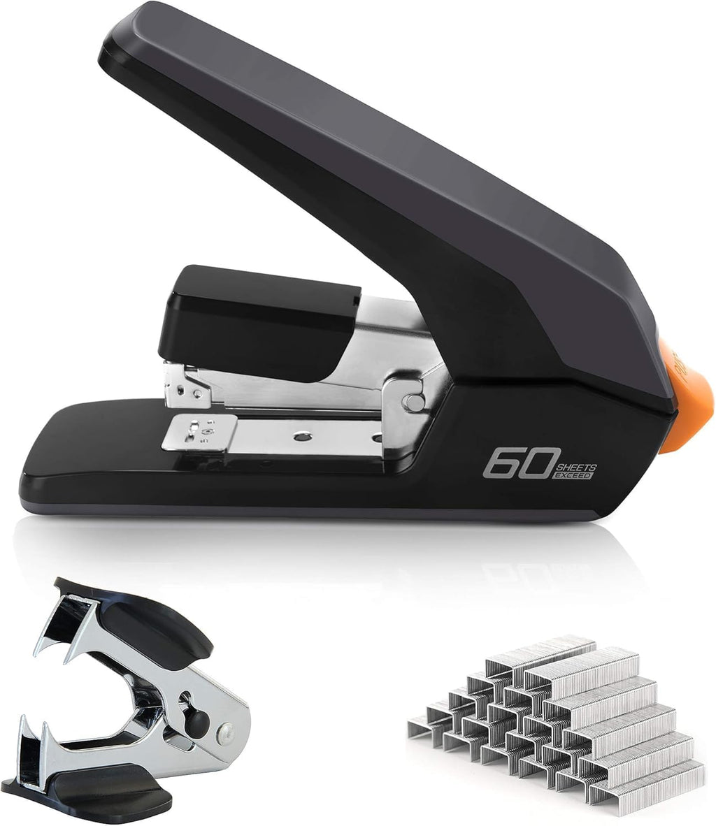 Effortless Heavy Duty Stapler, One Touch Stapling, Easy to Load Ergonomic Stapler, 60 Sheet Capacity, Includes 2000