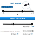 60Pack Black Cable Railing Hardware 6" Threaded Stud Tensioner CR39