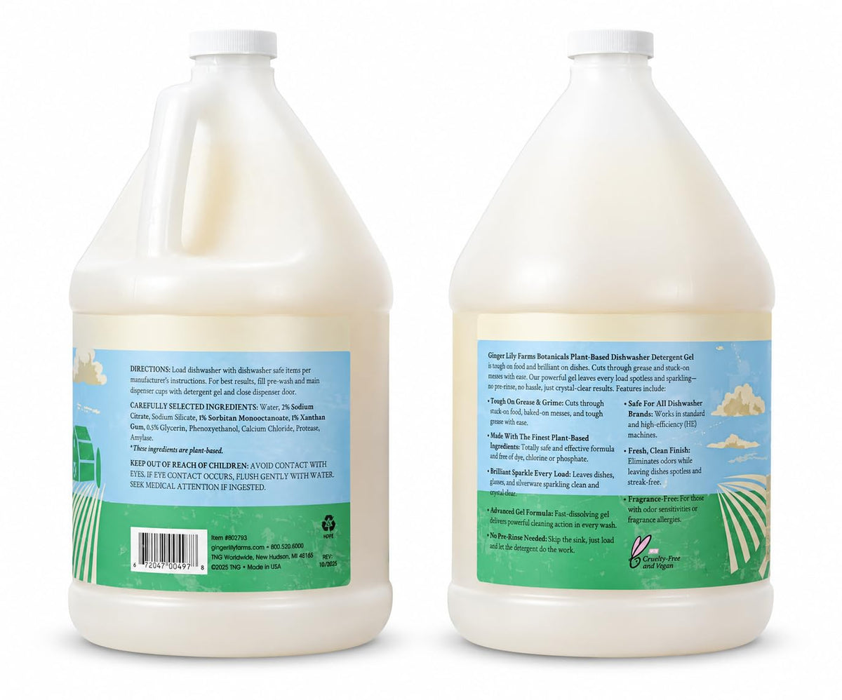 Botanicals Dishwasher Detergent, 128oz/4pk, FragranceFree