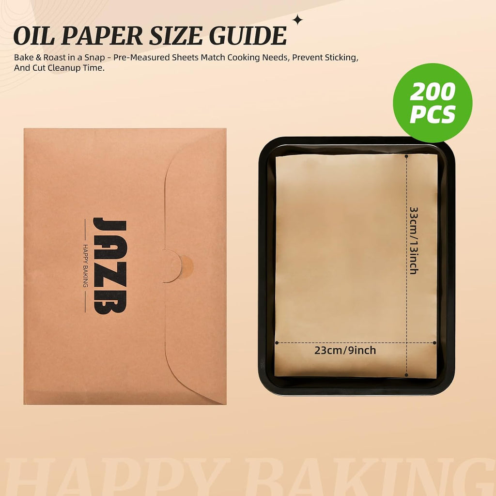 200 Pcs Parchment Paper Sheets 9x13 Inches, Pre Cut Parchment Paper Sheets for Baking, Bread, Cakes, Cookies