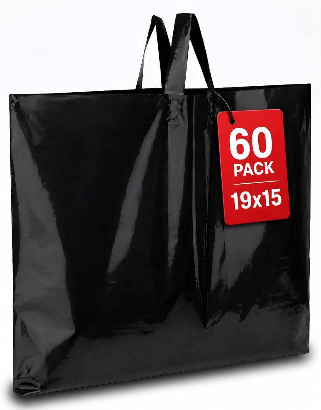 19x15 Large Plastic Shopping Bags for Small Business with Handles