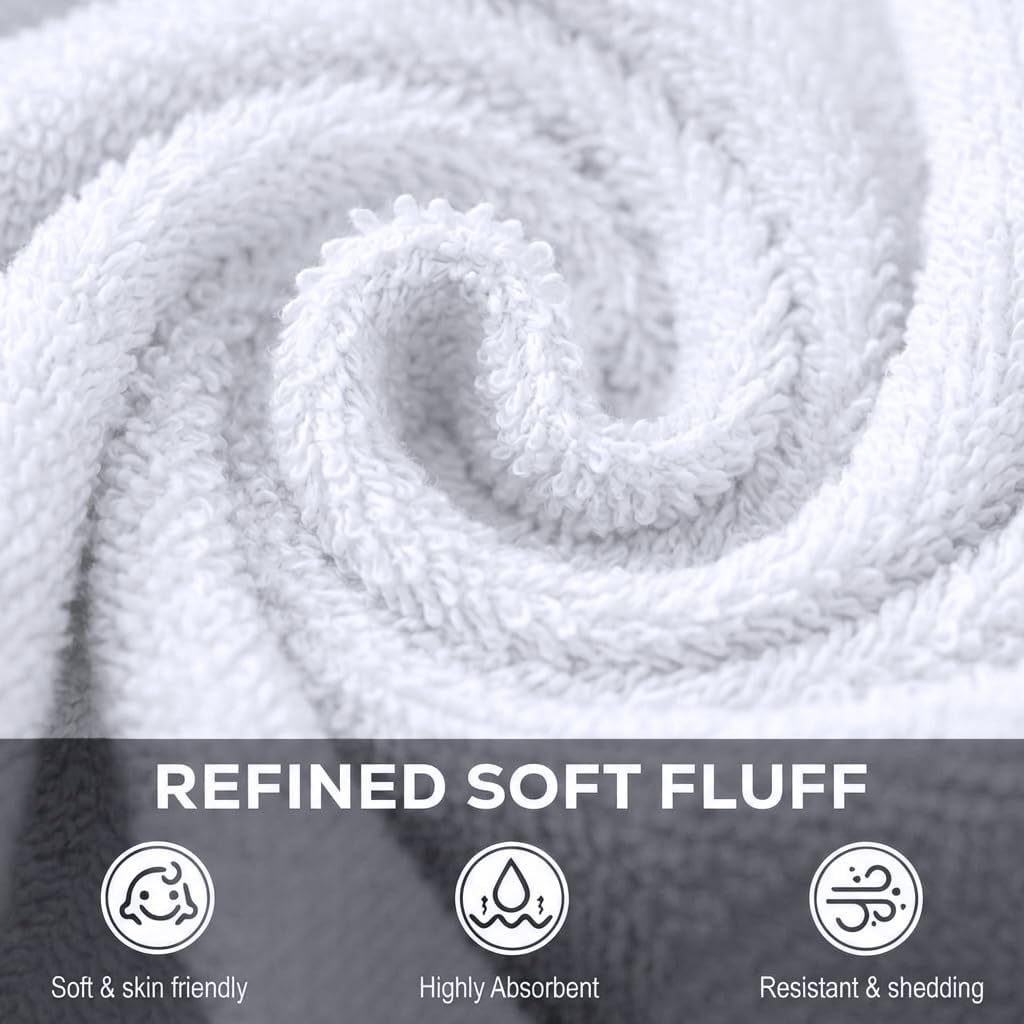 12 Pack Washcloths, 12x12 in, 100% Cotton, White | Premium 100% Ring Spun Cotton Face Cloths - Highly Absorbent, Fast
