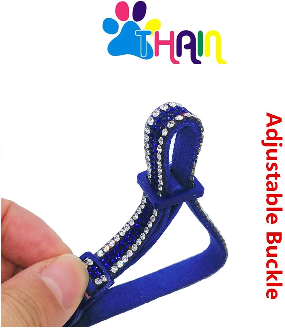 Basic Adjustable Cat Collar Bling Diamond Breakaway with Bell for Kitten Girl boy (Blue)