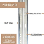 Garage Door Vertical Track Replacement Set, 76", Fits 2-Inch Rollers