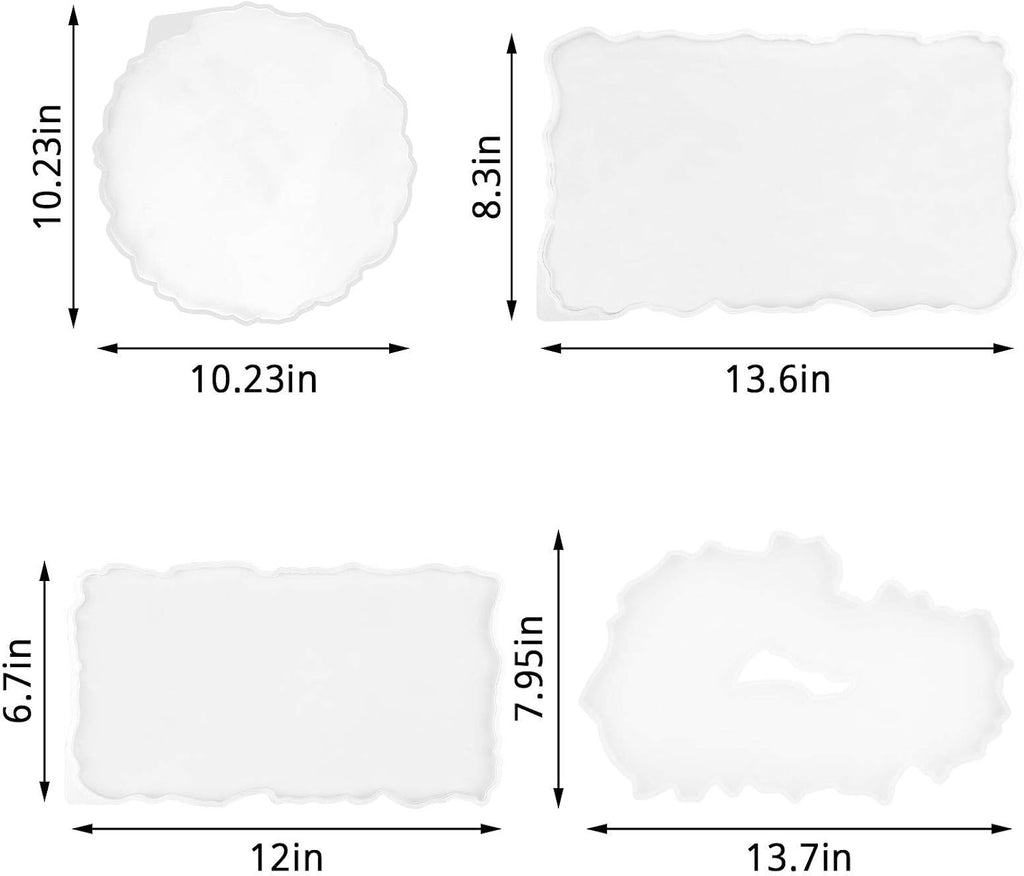 Tray Resin Molds for Casting, Gartful 4PCS Large Silicone Epoxy Molds, Geode Agate Platter Mold for Making Faux Agate