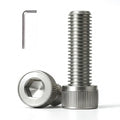 3/8-16 x 3 (10 Pack) Socket Head Cap Screws, 304 Stainless Steel Bolts with Hex Spanner, Allen Socket Drive, Full Thread, Bright Finish