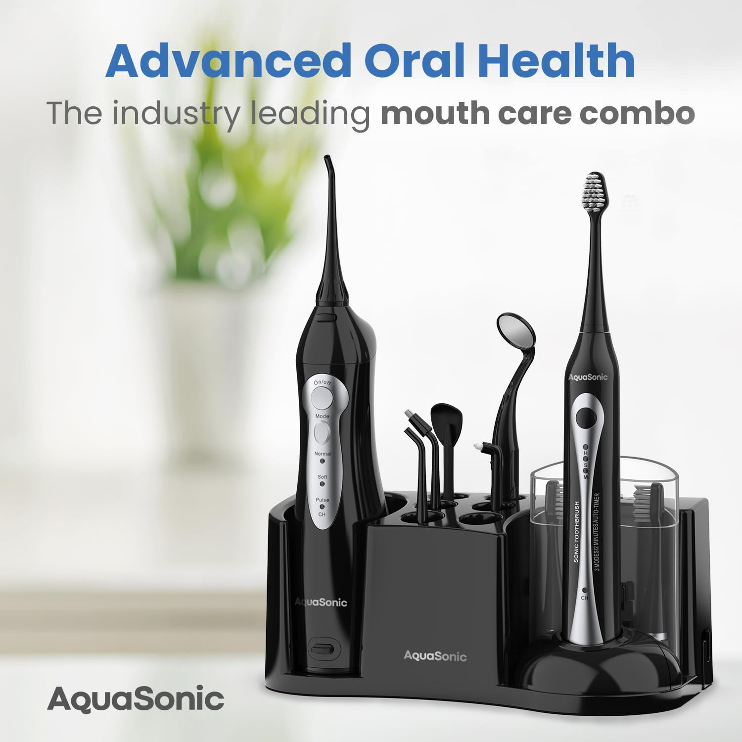 Home Dental Center Rechargeable Power Toothbrush & Smart Water Flosser - Complete Family Oral Care System - 10