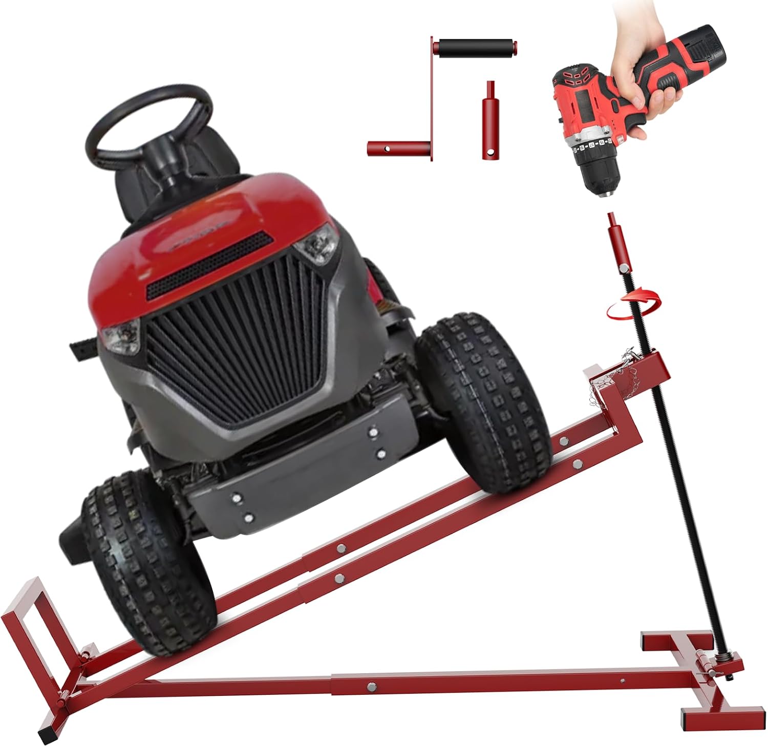 Lawn Mower Lift Jack, Telescopic Maintenance Jack for Riding Lawn Mowers, Zero Turn Mowers and Garden Tractors