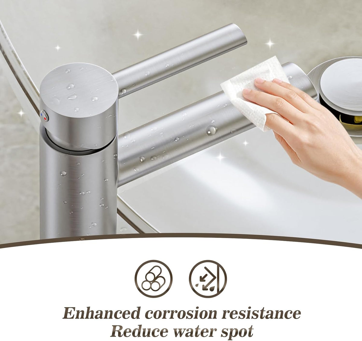 Brushed Nickel Vessel Sink Faucet, Tall Bathroom Faucets 1 Hole Single Handle Above Counter Sink Bathroom Faucet