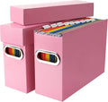 File Organizer Box with Lid & Handle, Thickened Cardboard Hanging File Folder Storage Boxes for Letter Size, Portable