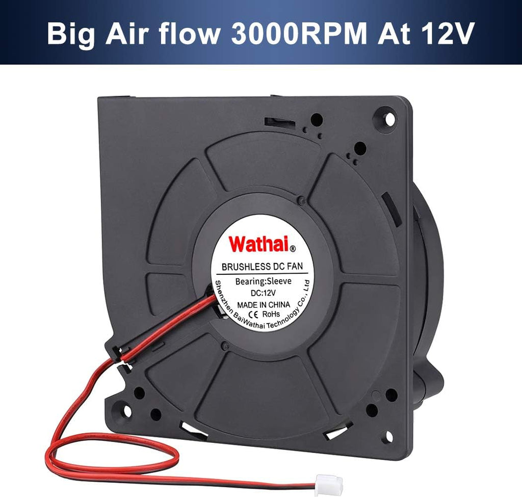 Wathai 120mm x 32mm 12V Brushless Cooling Blower Fan DC Centrifugal Fan 2p