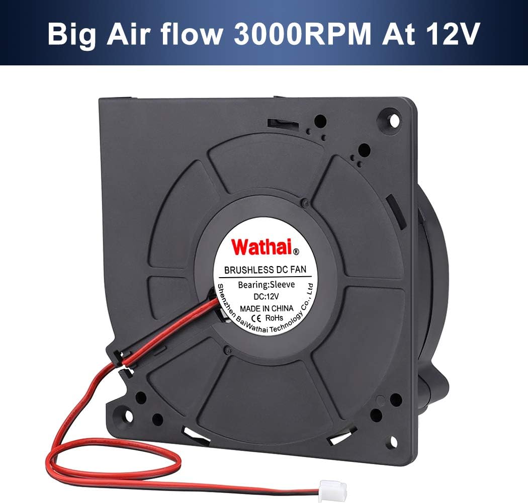 Wathai 120mm x 32mm 12V Brushless Cooling Blower Fan DC Centrifugal Fan 2p
