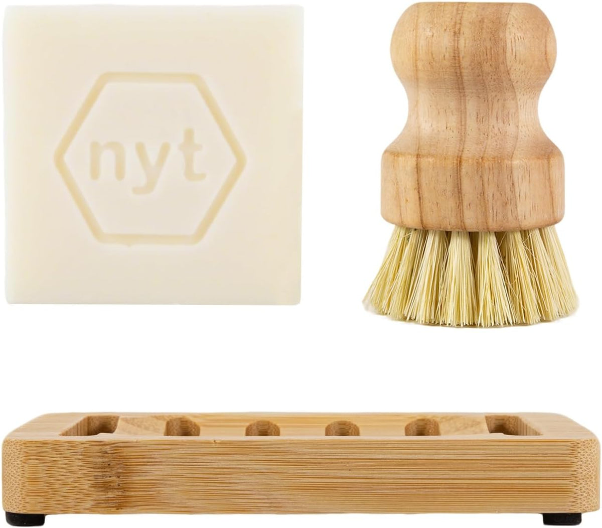 Solid Dish Soap Bar Set with Bamboo Dish Scrubber and Soap Kitchen Dish