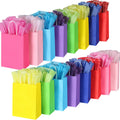 32 Pieces Gift Bags with 32 Tissues, 8 Colors Party Favor Bags with Handles, Rainbow Gift Bag for Wedding, Birthday