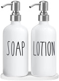 Hand Soap Dispenser for Bathroom, White & Silver