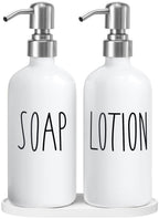 Hand Soap Dispenser for Bathroom, White & Silver