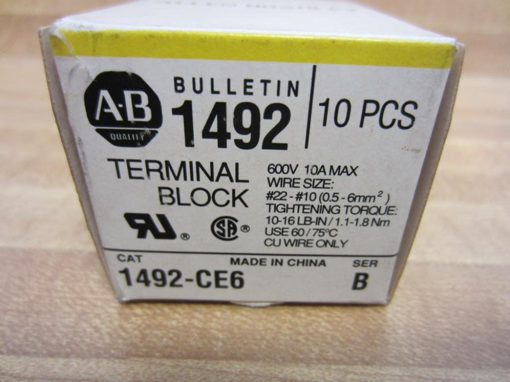 Allen Bradley 1492-CE6 Terminal Block 1492CE6 (Pack of 10)