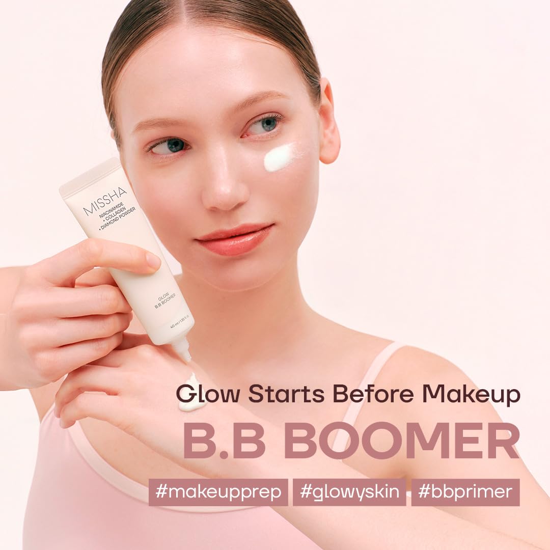 M BB Boomer Face Primer, Korean Dewy Glow Makeup Base 1.35 oz