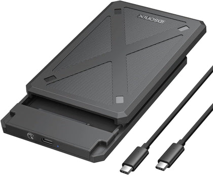 2.5 inch Hard Drive Enclosure, 6Gbps USB C 3.1 to SATA III Tool-Free External Hard Drive Enclosure for 7mm/9.5mm 2.5"