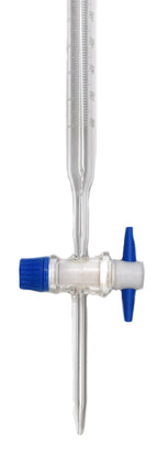 Burette, 25ml - White 0.10mL Graduations - Class A, Conforms with DIN ISO 385 Standards - Borosilicate Glass with