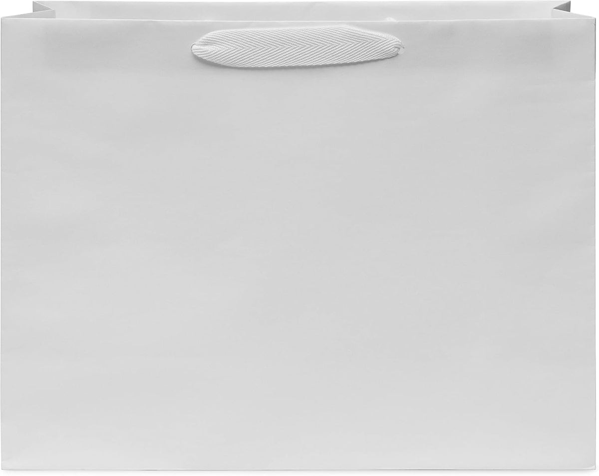 White Gift Bags with Handles, 16x6x12, 25 Pack