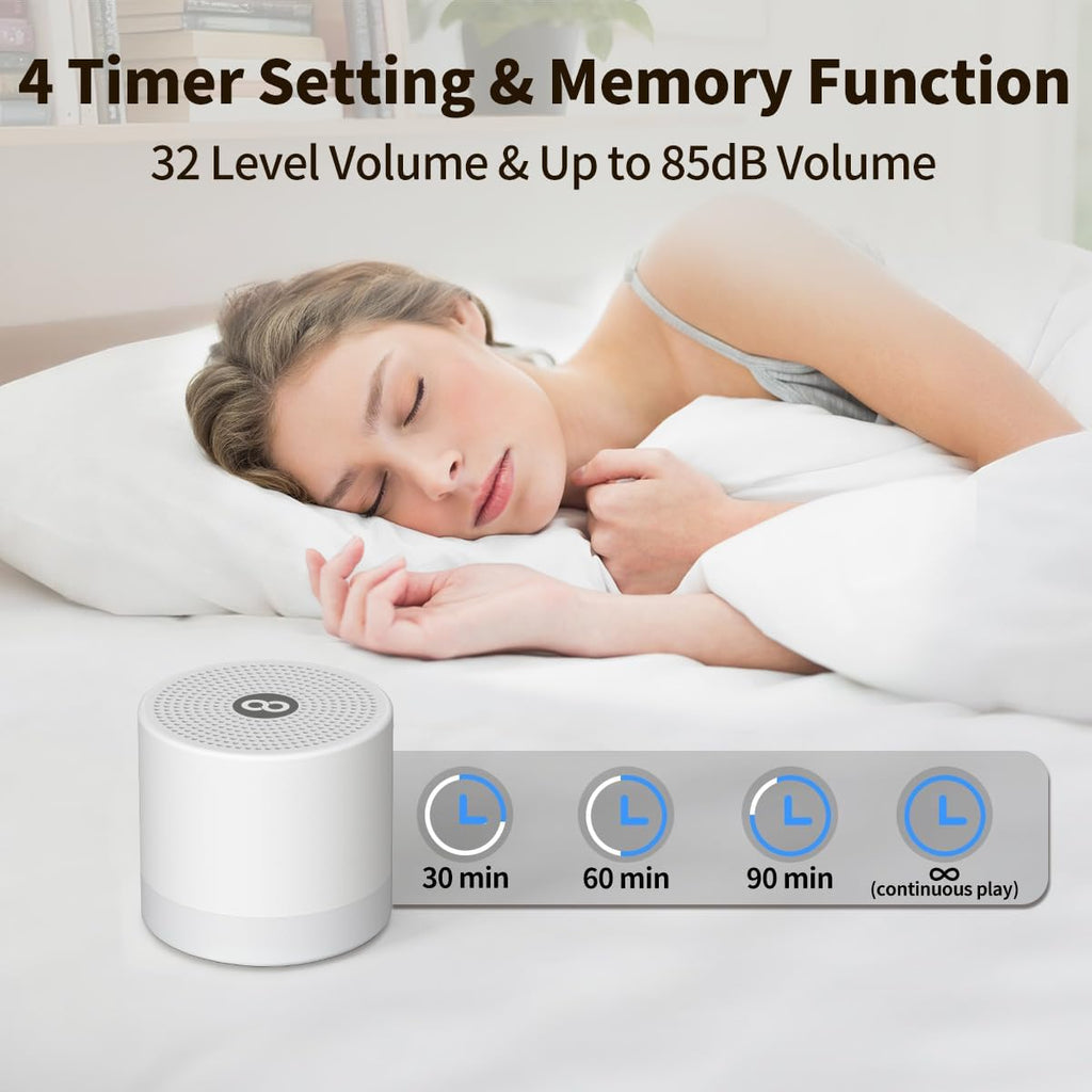 Sound Machine Mini White Noise Machine with 30 Soothing Sounds 4 Timers Memory Function for Newborn Baby Kids Adults