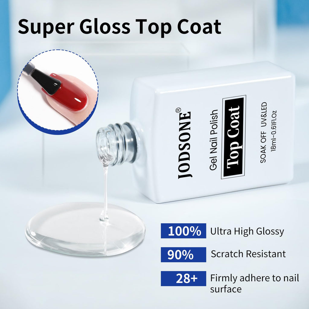 2 Bottles 18ml Top Coat Base Coat Gel Polish Set Compatible for Nail Salon Bright Surface, Girl Gift and At Home DIY