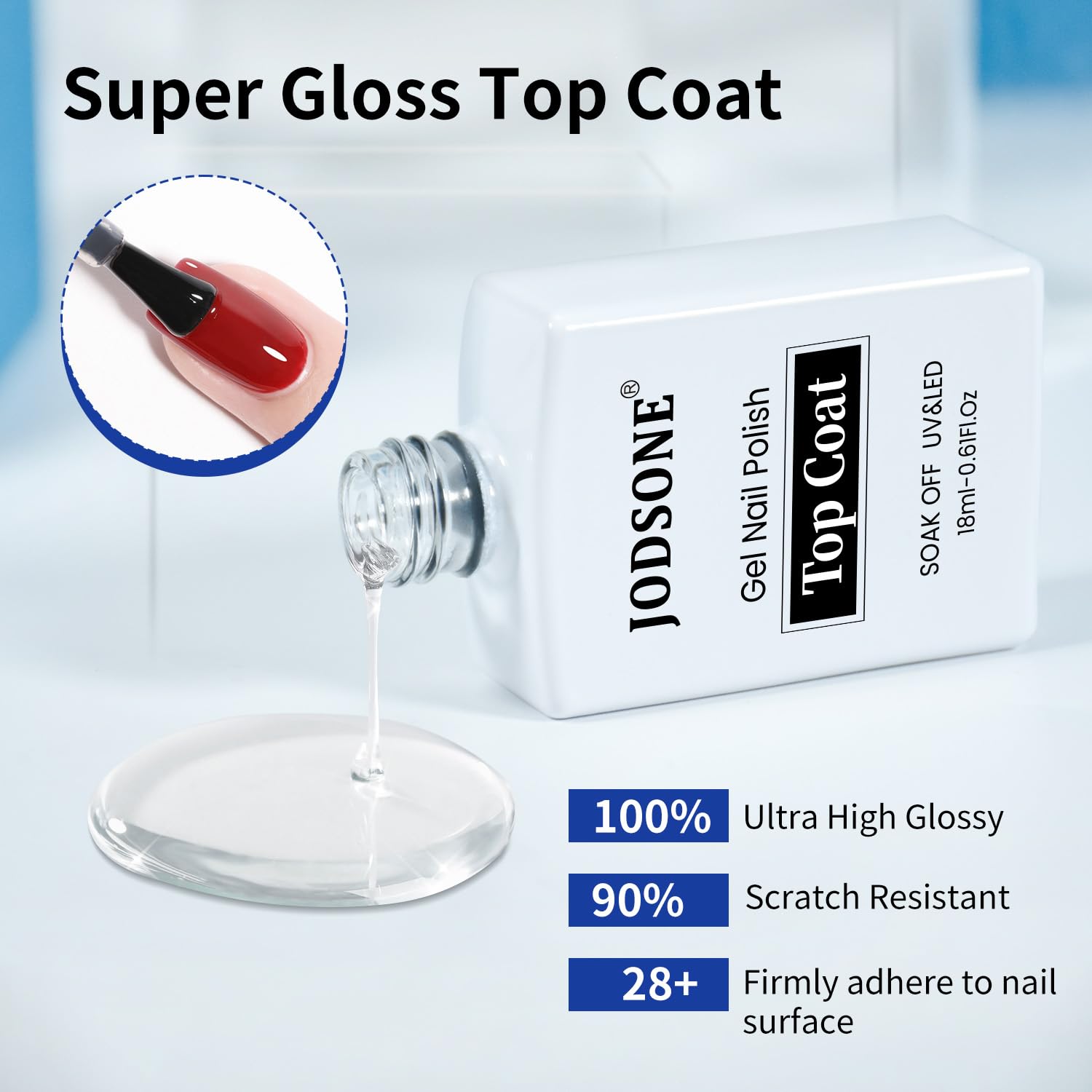 2 Bottles 18ml Top Coat Base Coat Gel Polish Set Compatible for Nail Salon Bright Surface, Girl Gift and At Home DIY
