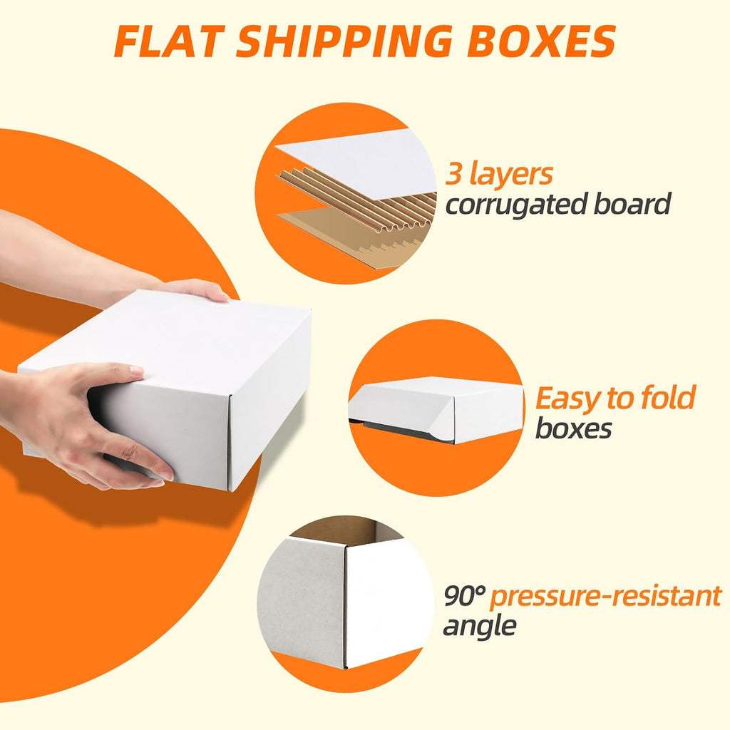 12x9x4 inches Shipping Boxes Set of 6, White Corrugated Cardboard Mailer Box for Packing, Mailing, Small Business