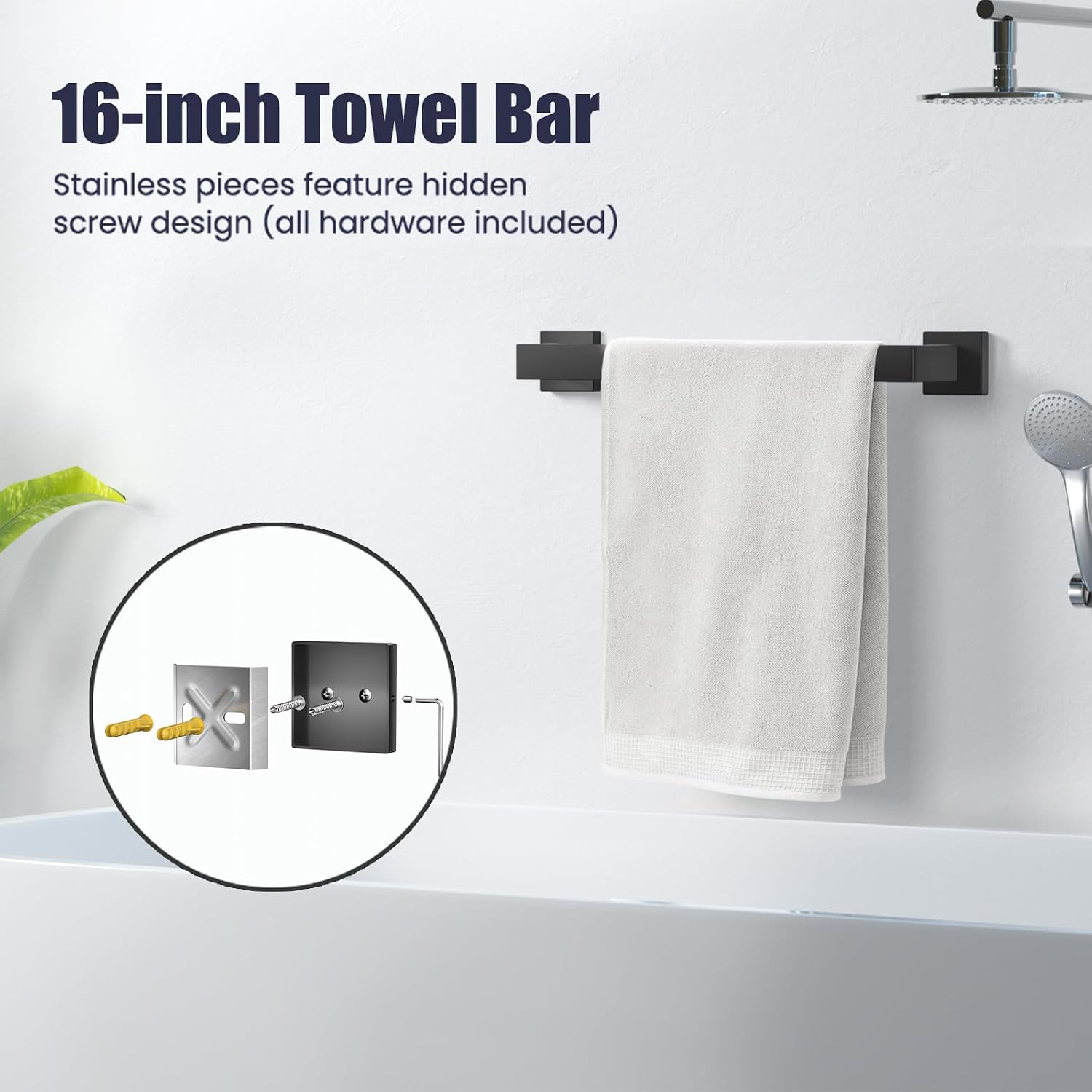 Bathroom Hardware Accessories Set: Bath Towel Bar Set, Towel Racks for Bathroom Wall Mounted, SUS304 Stainless Steel