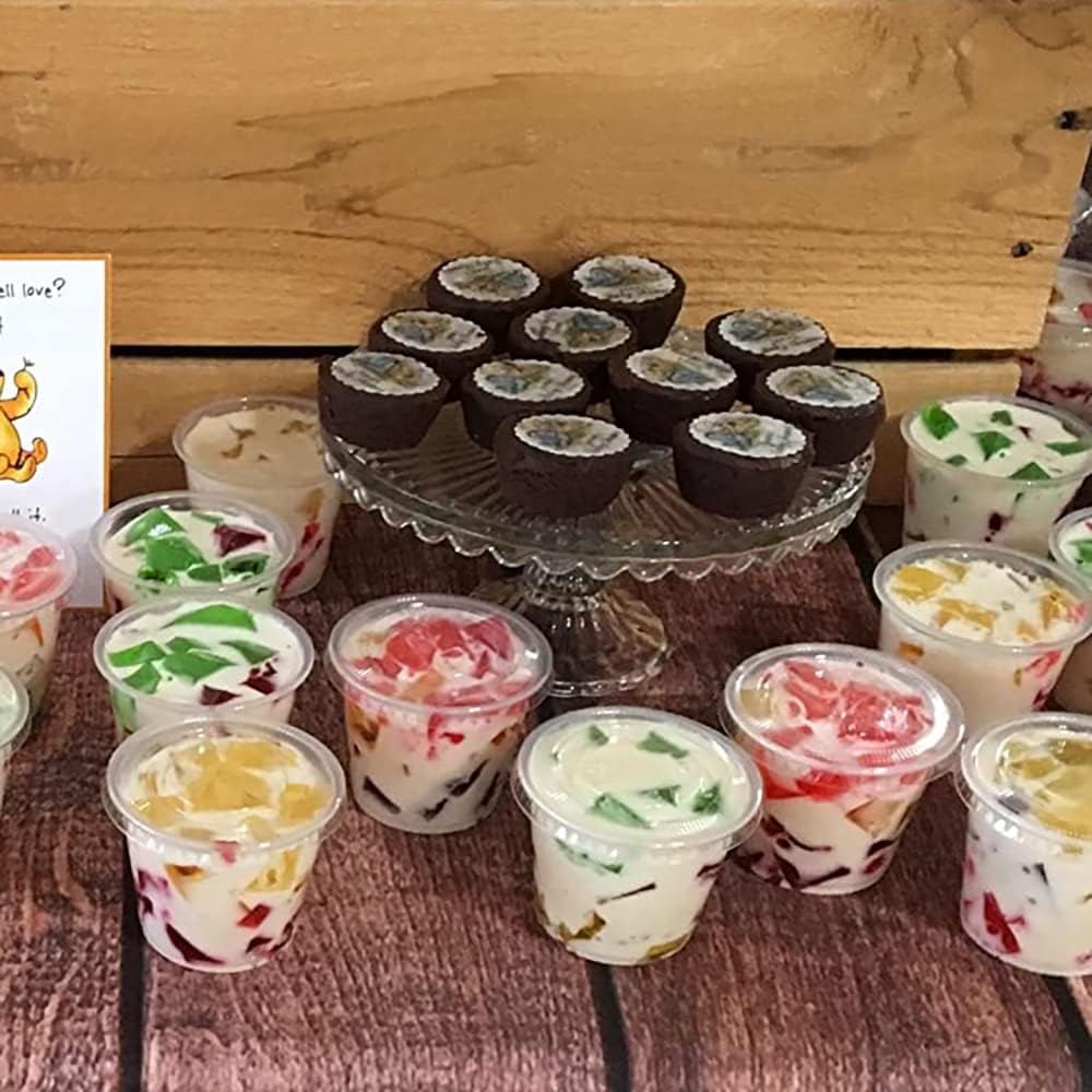 600 Sets 1 Oz Disposable Portion Cups with Lids, Clear Jello Shot Cups, Plastic Souffle Portion Cups, Sampling Cups