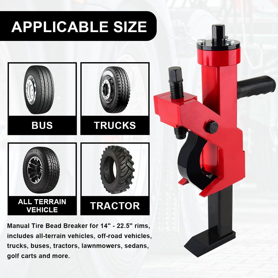 Manual Tire Bead Breaker fit for 14" - 22.5" Rim Tires Adjustable Hammer Tires Changer Tire Removal Tools for ATV SUV