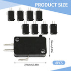8 Pack KW7-0 Micro Contact Switch, 2-Pin Normally Open, 16A 125V-250V