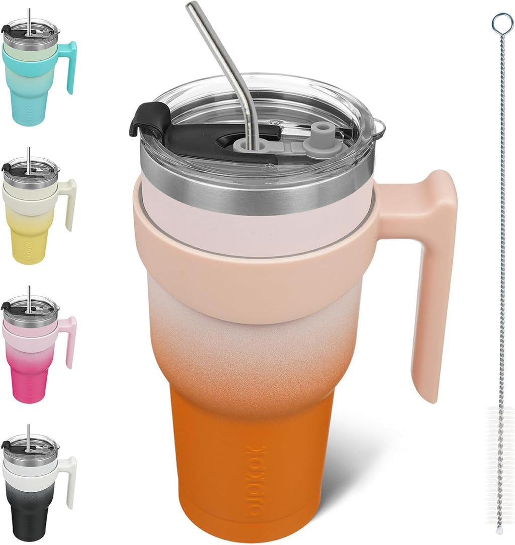 40 oz Tumbler with Handle & Straw, Insulated Stainless Steel Mug | Double Wall Vacuum, Keeps Hot/Cold, Thermal Cup