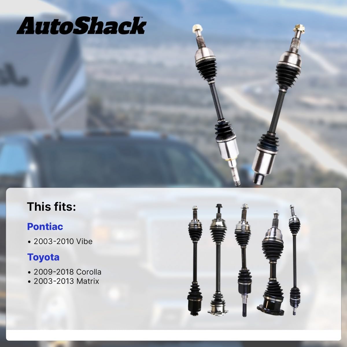 AutoShack Front CV Axle Shaft Assembly, 2pcs