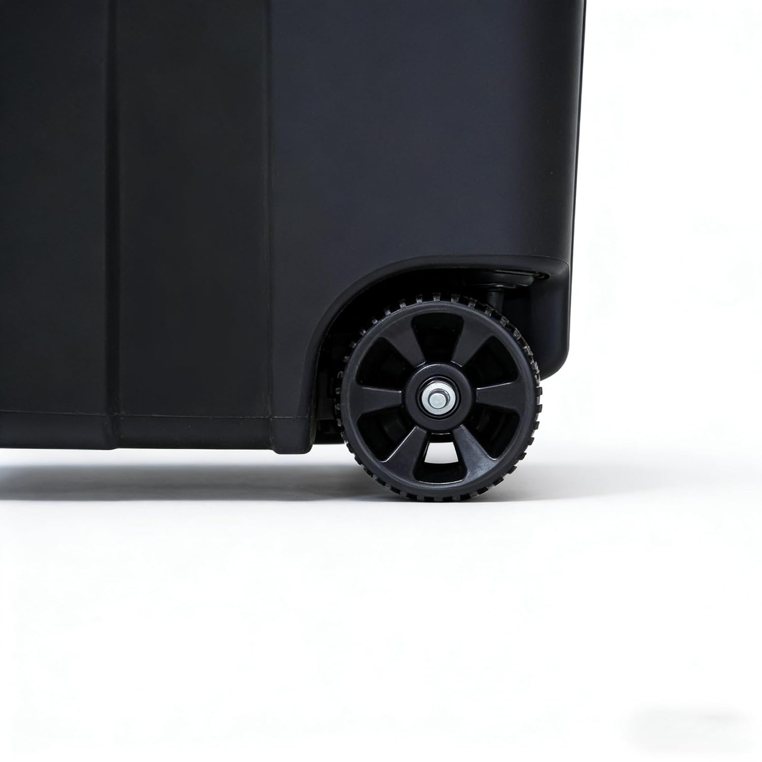32 Gallon Wheeled Outdoor Garbage Can, Black Large Capacity Garbage Bin with Lid, Attached Snap Lock Lid and