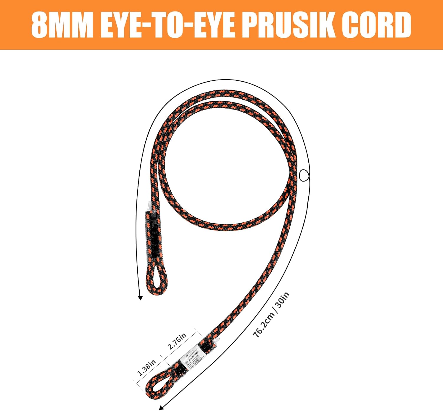 8MM (5/16") Prusik Cord, Pre-Sewn Eye-to-Eye Prusik Loop, Safety Climbing Aider Climb Gear for Arborist Rescue