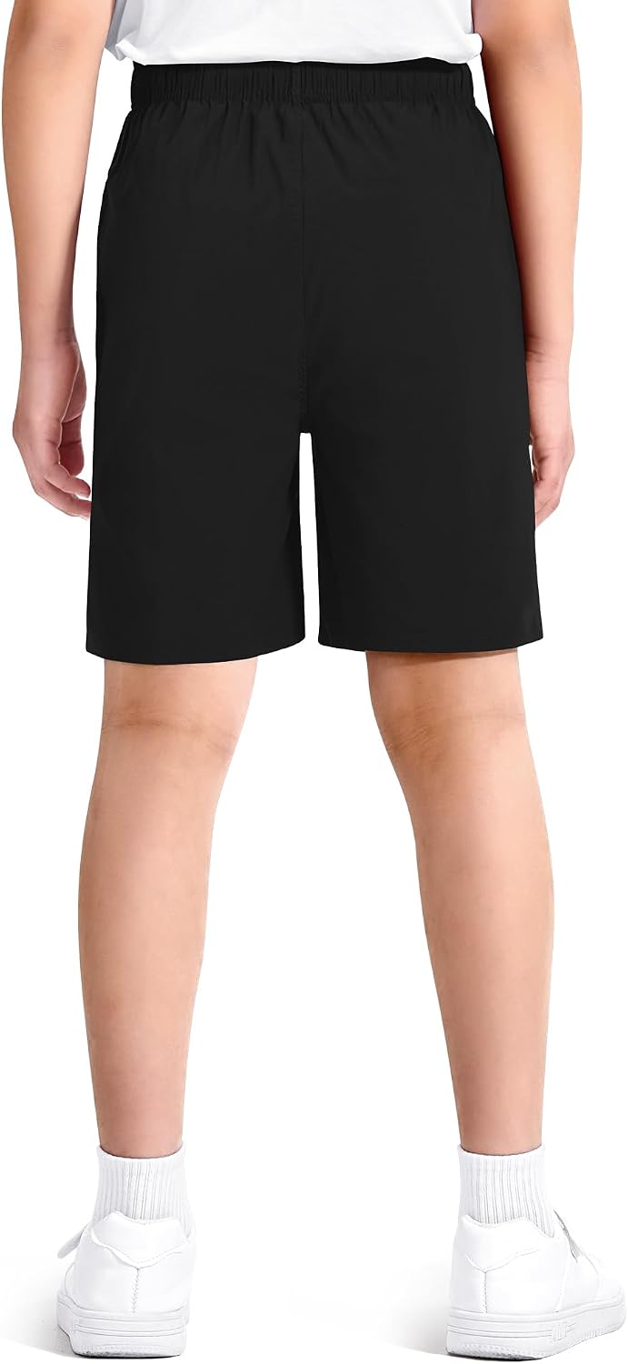 Boys Basketball Athletic Shorts with Pockets Soccer Running | Breathable Quick Dry Kids Gym Active Performance Shorts