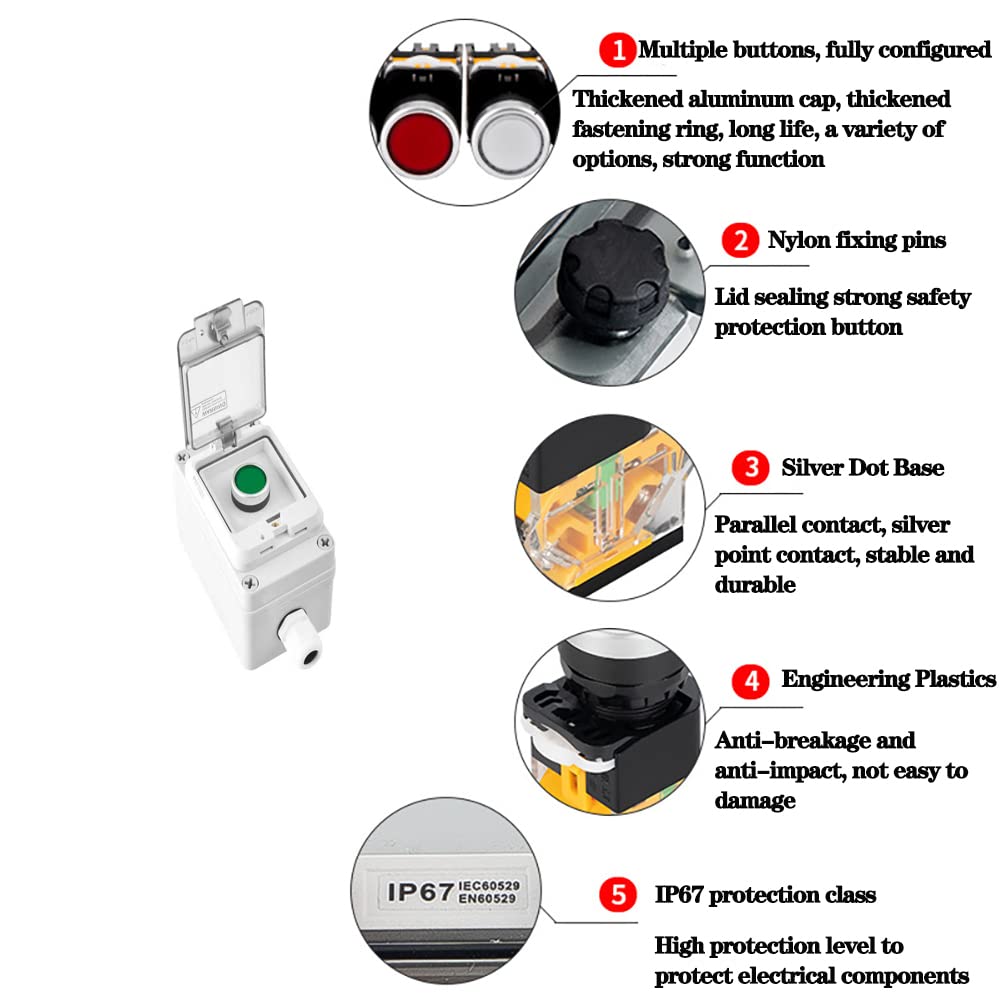 Green Start Push Button Station Box 22mm IP65 Cover for Industrial Control