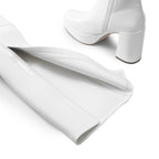 Women's Gogo Knee High Chunky Heel Boots,Size 11,White-Pat