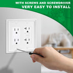 OKAYZIP White Decorative Double Decorator Light Switch Covers Wall Plate