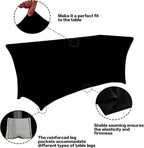 2 Pack 6FT Black Table Cloth for Rectangular Spandex Table Cover